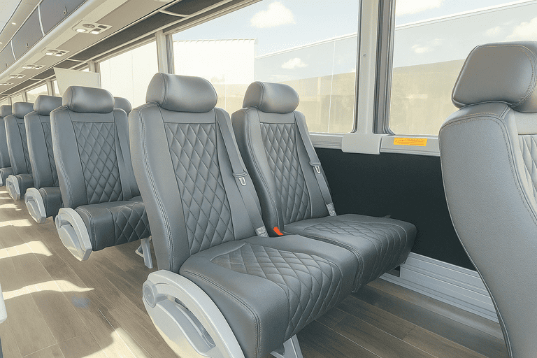 interior of Omaha Minibus Company charter bus