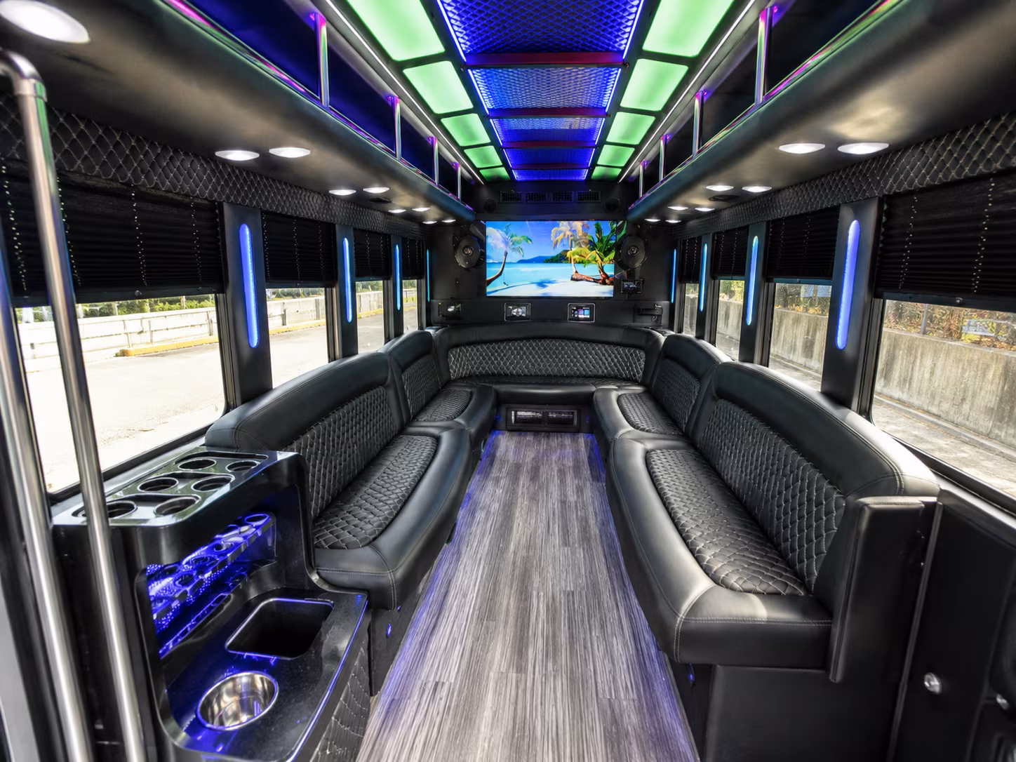 omaha 18 passenger party bus inside