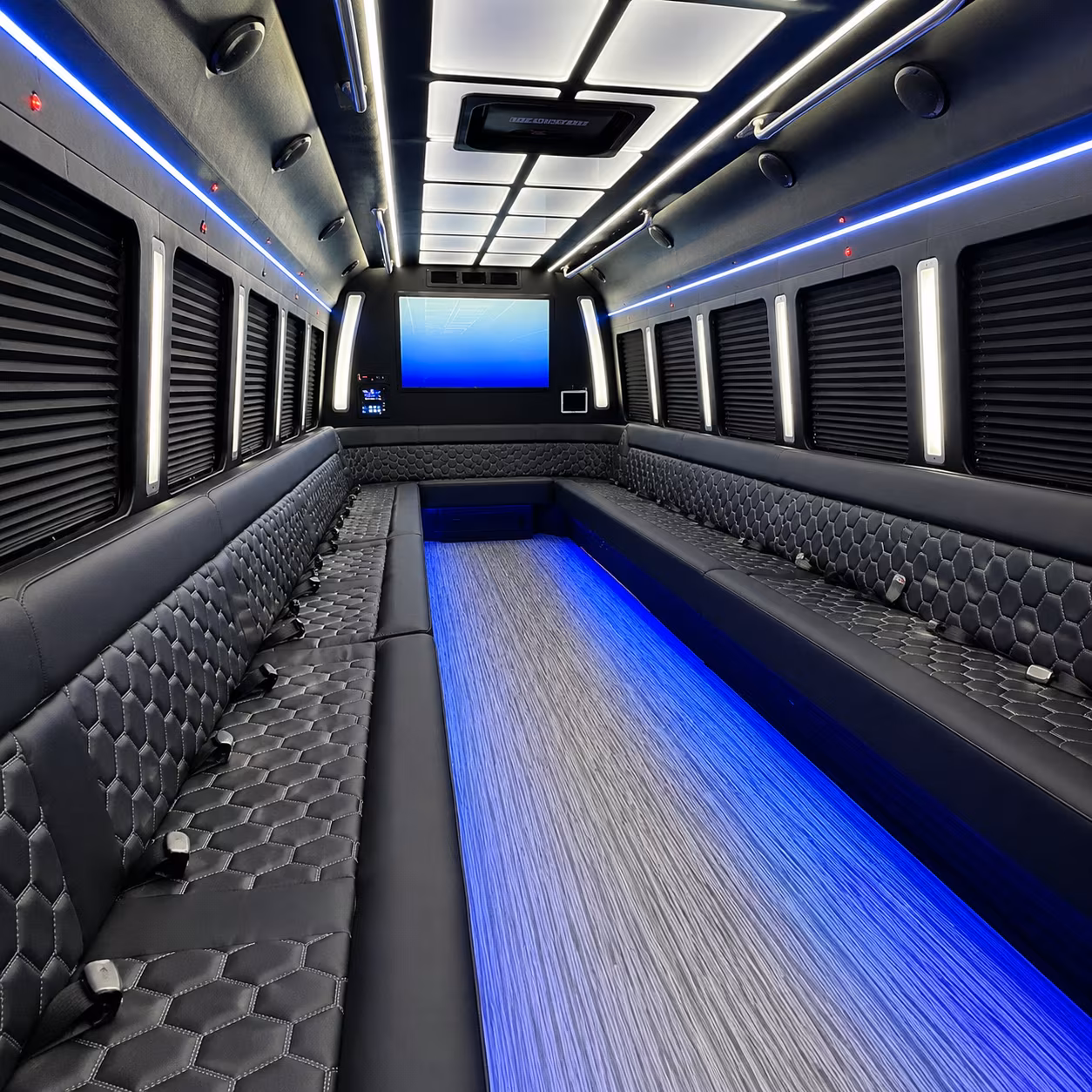 omaha 50 passenger party bus inside